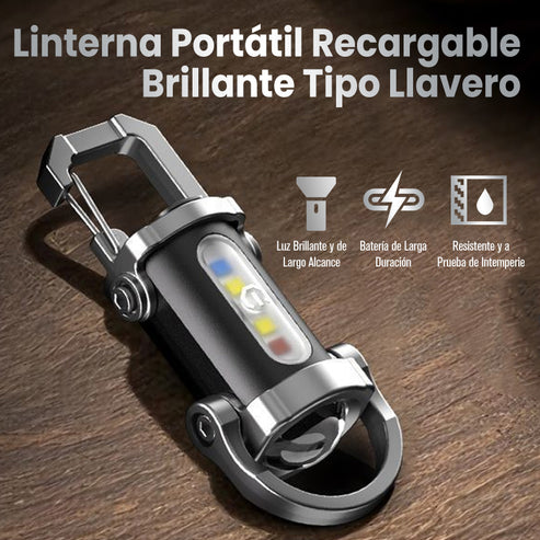 Linterna portátil recargable y brillante para llavero